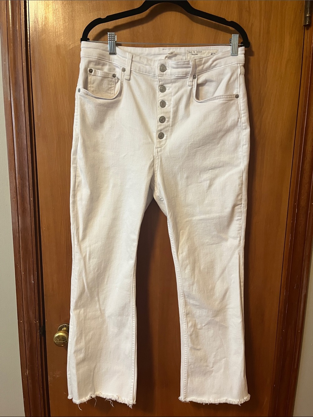 rag & bone White Straight Leg Jeans